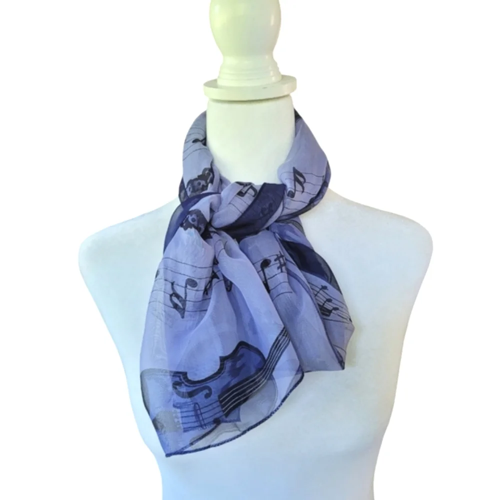 Violin Lightweight Purple Scarf W Music Notes Job Women's